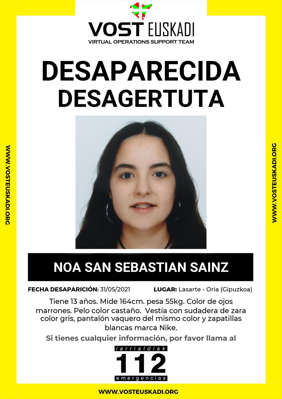 La menor de 13 años desaparecida en Lasarte-Oria