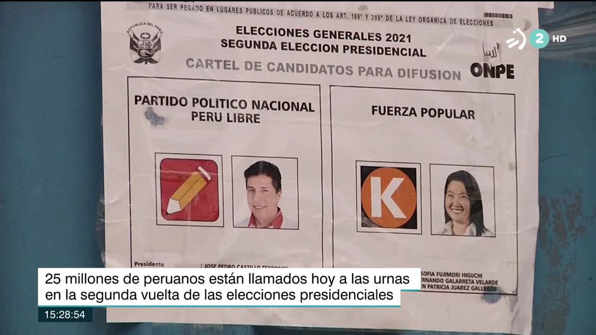 Pedro Castillo y Keiko Fujimori, los dos candidatos de Perú. Foto: EITB Media