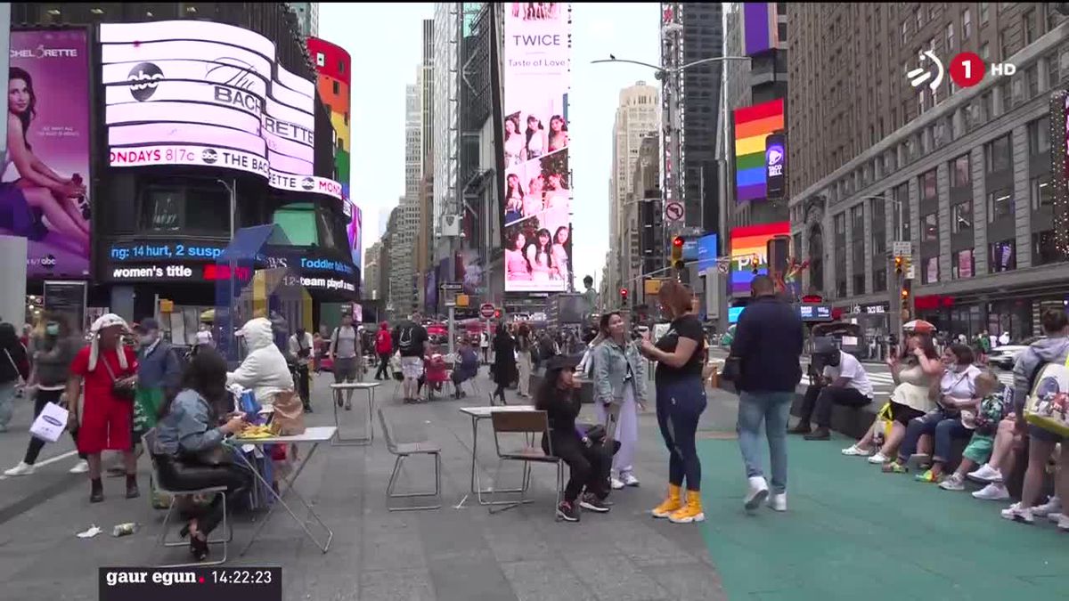 Times Square. EITB Mediaren bideo batetik ateratako irudia