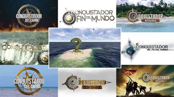 Varios logos de ediciones de "El Conquistador del Fin del Mundo"