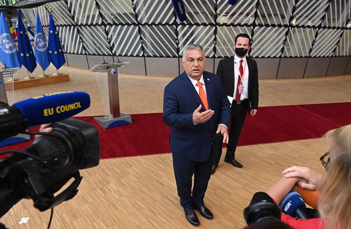 Viktor Orban Hungariako lehen ministroa, Bruselara iritsi denean. Argazkia: Efe