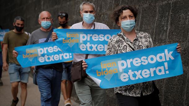 Manifestantes, en Pamplona