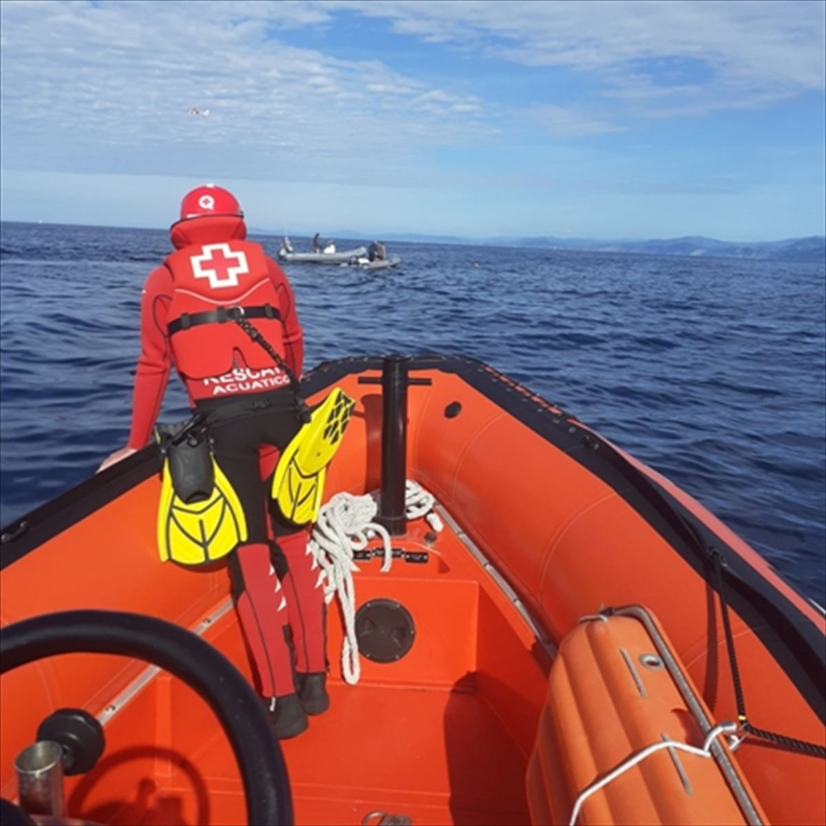 Submarinista desaparecido a la altura del faro de Santa Catalina, en Lekeitio. Foto: Cruz Roja