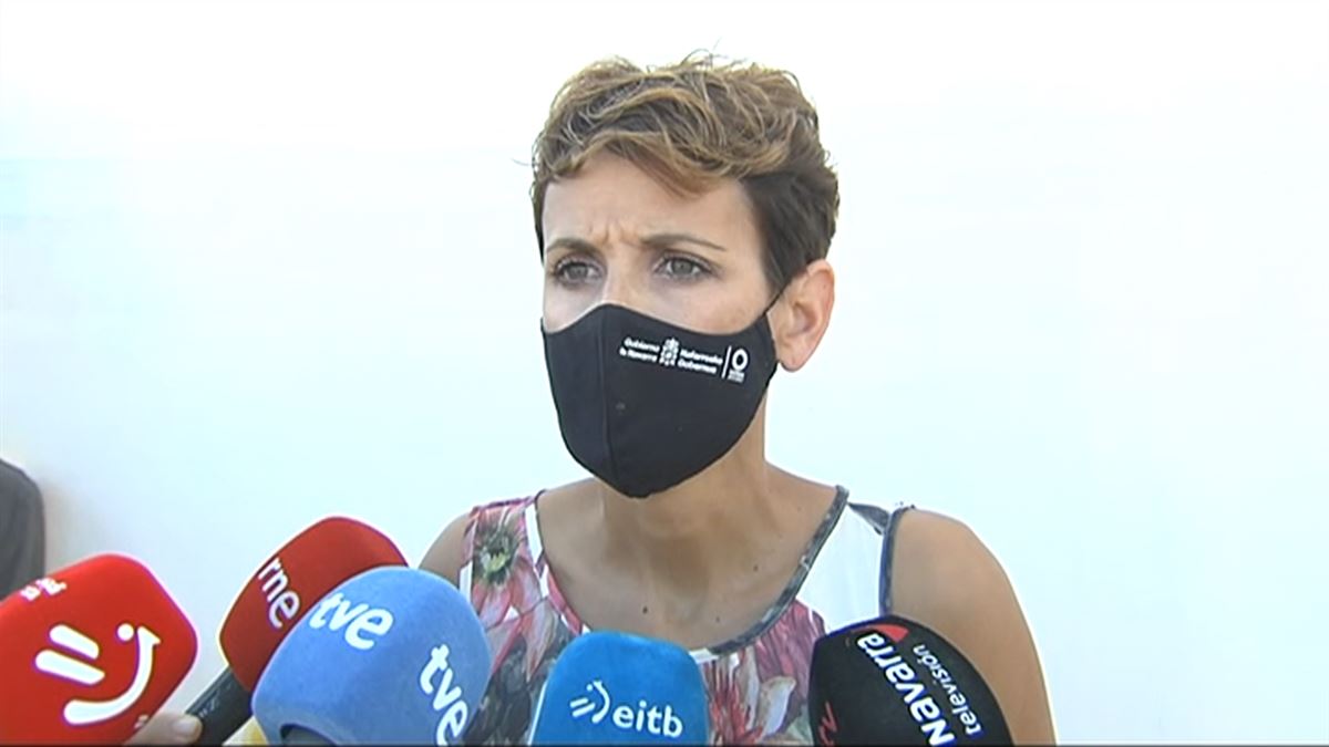 La presidenta de Navarra, María Chivite. Imagen obtenida de un vídeo de EiTB Media.