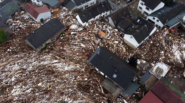 La aldea destruida de Schuld, tras del desbordamiento del río Ahr. Foto: EFE