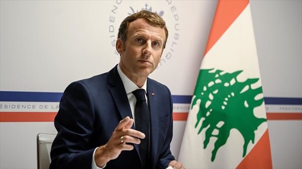 Macron, berriki egin duen agerraldi batean. 