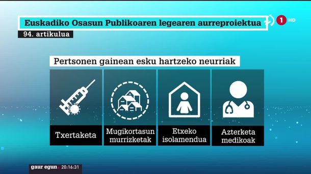 Osasun Publikoaren lege-aurreproiektua. EITB Mediaren bideo batetik hartutako irudia