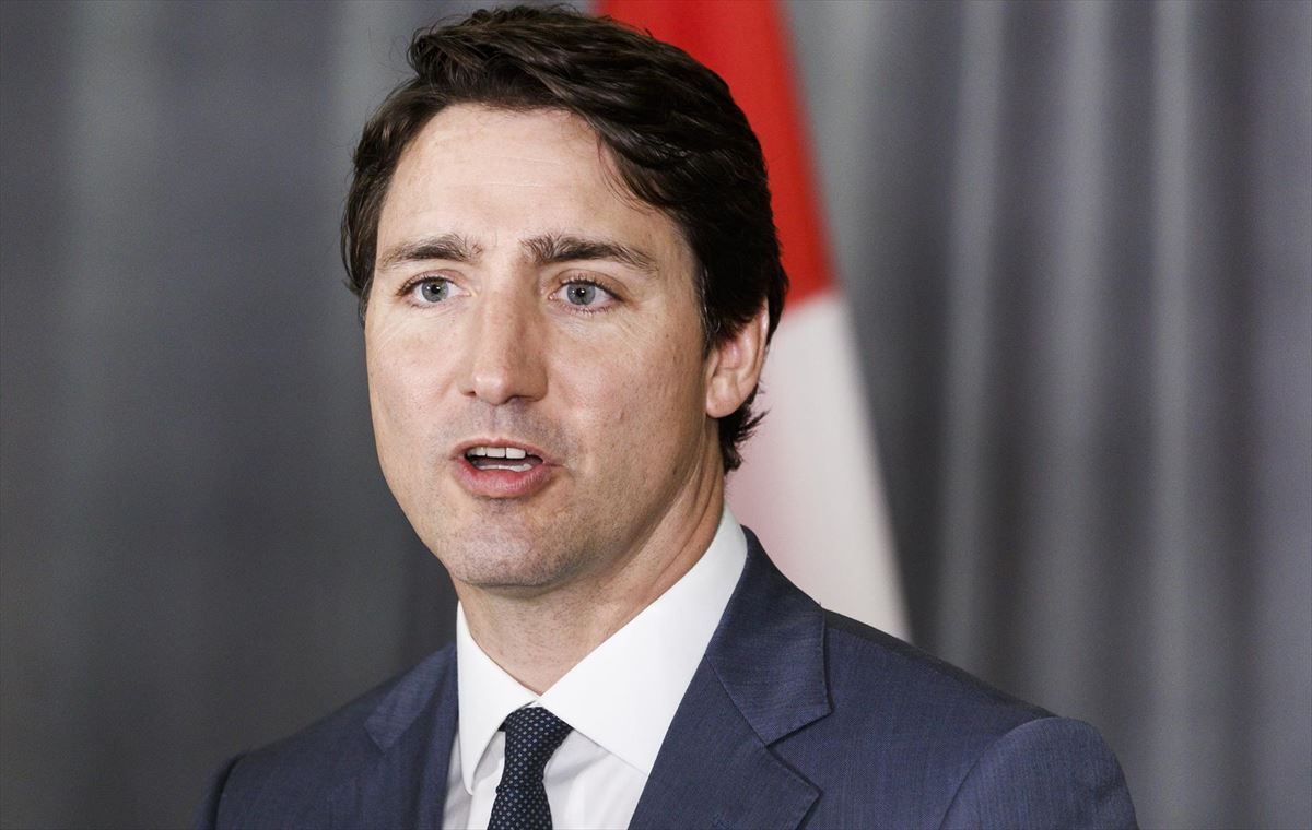 El primer ministro canadiense, Justin Trudeau, durante una rueda de prensa. Foto: EFE.