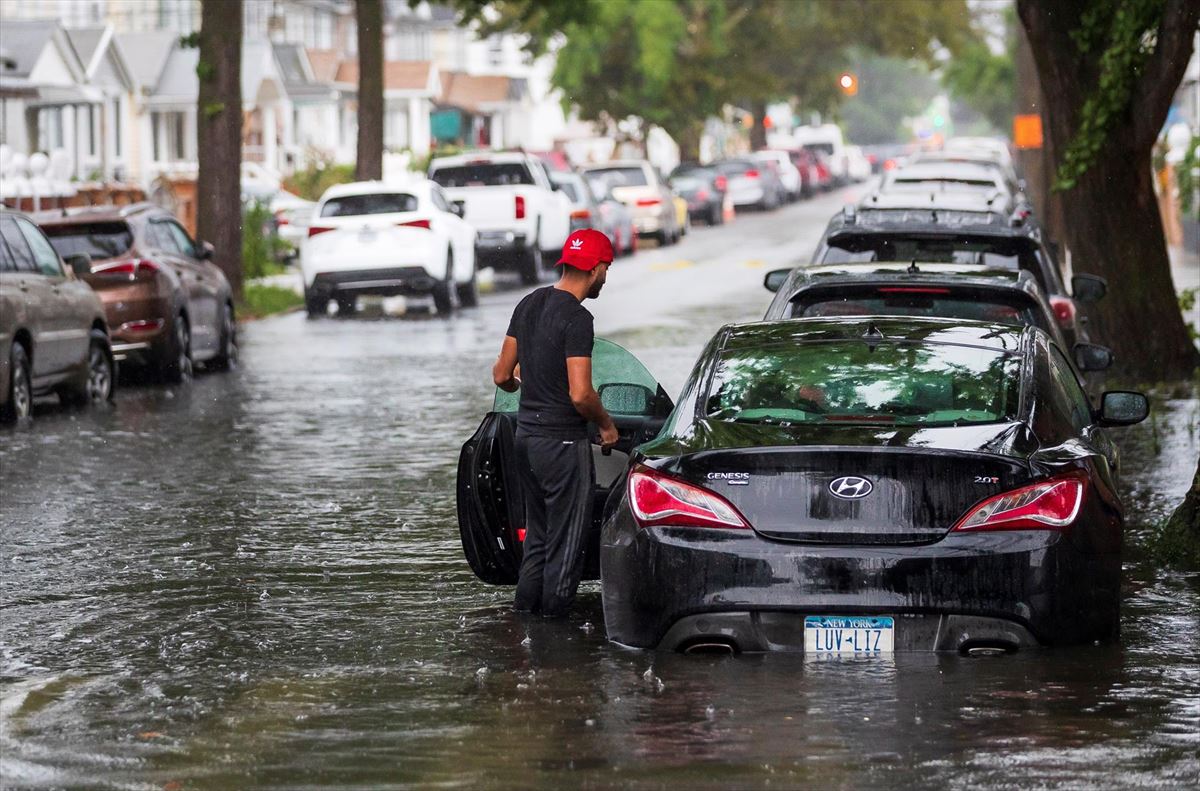 Calles inundadas en Nueva York