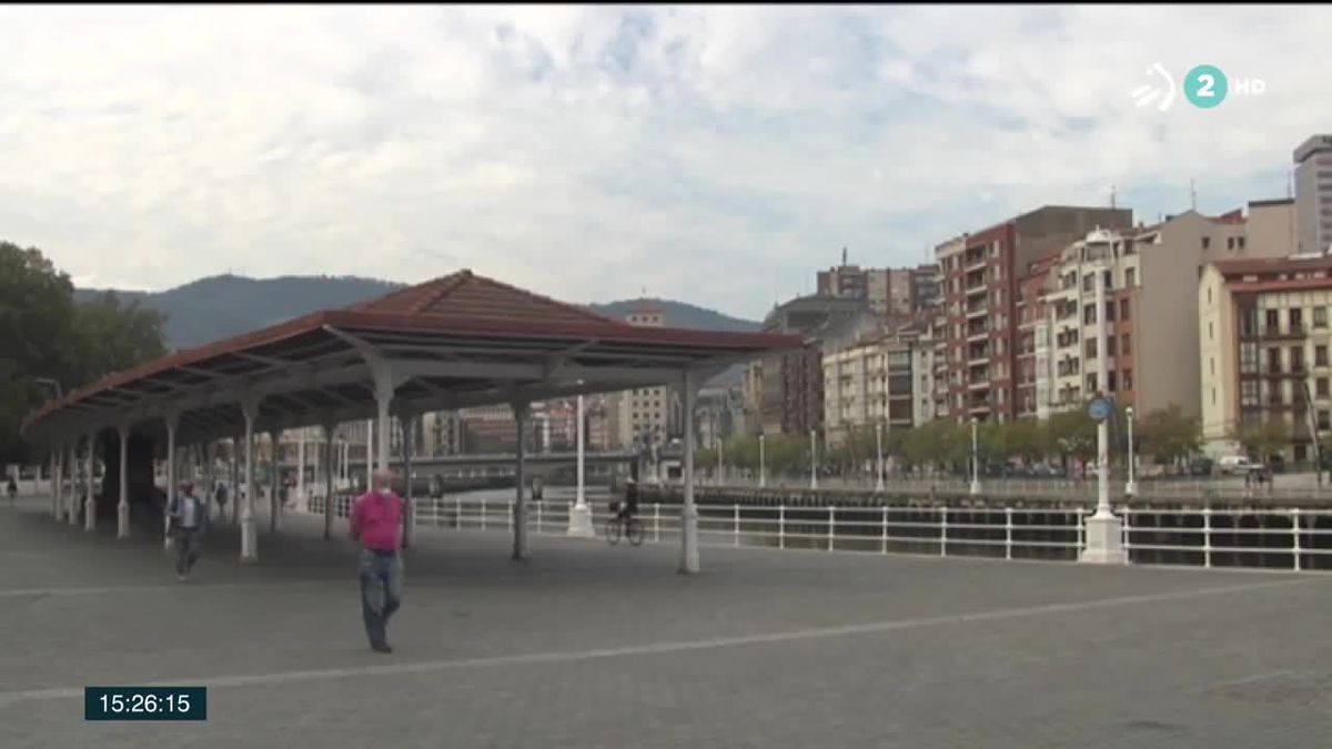 El Arenal bilbaíno, esta mañana. Imagen obtenida de un vídeo de EITB Media.