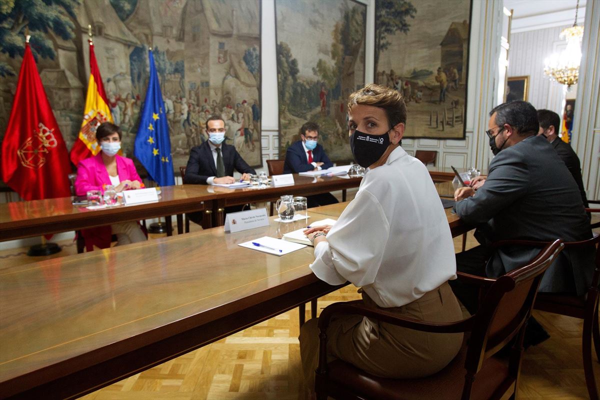 Nafarroako eta Espainiako gobernuen bilera, Madrilen. Argazkia: EFE