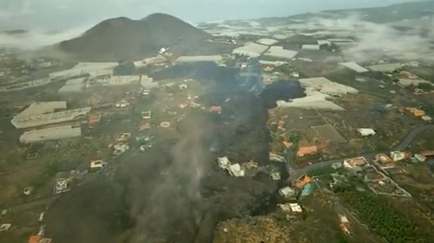 Colada de lava en La Palma. Imagen: UME