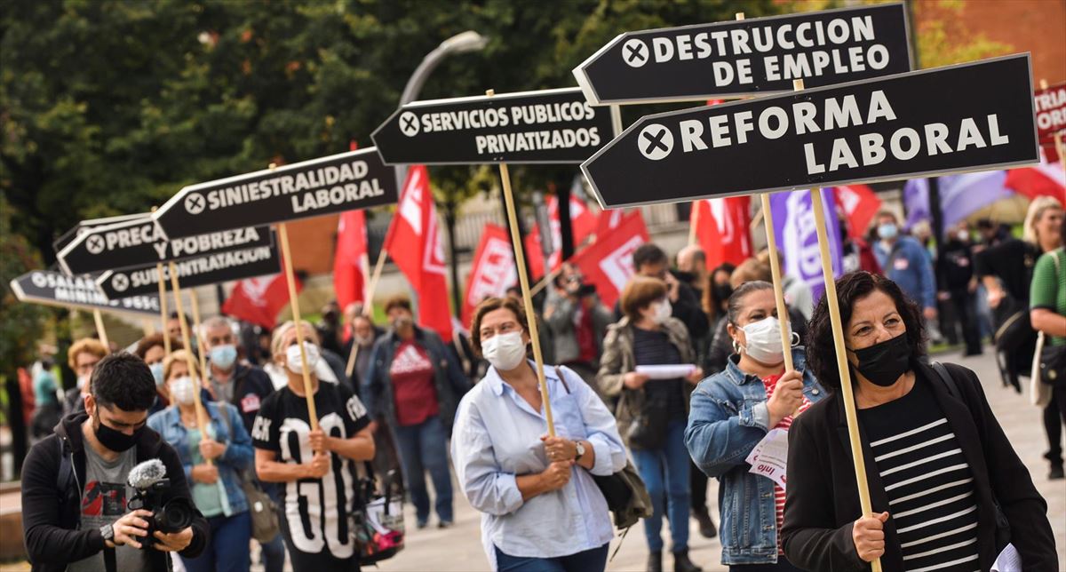 Movilización organizada por el sindicato LAB en Bilbao. Foto: EFE