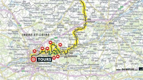 Paris-Tours klasikoaren mapa. 