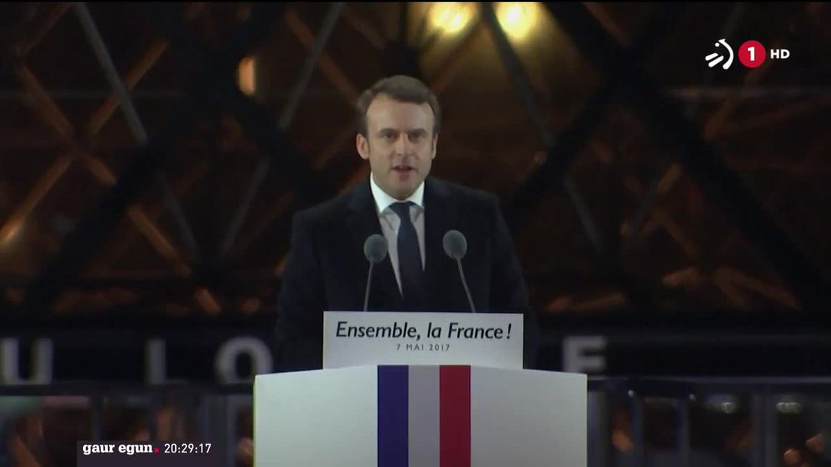 Emmanuel Macron, Frantziako presidentea. EITB Mediaren bideo batetik ateratako irudia.