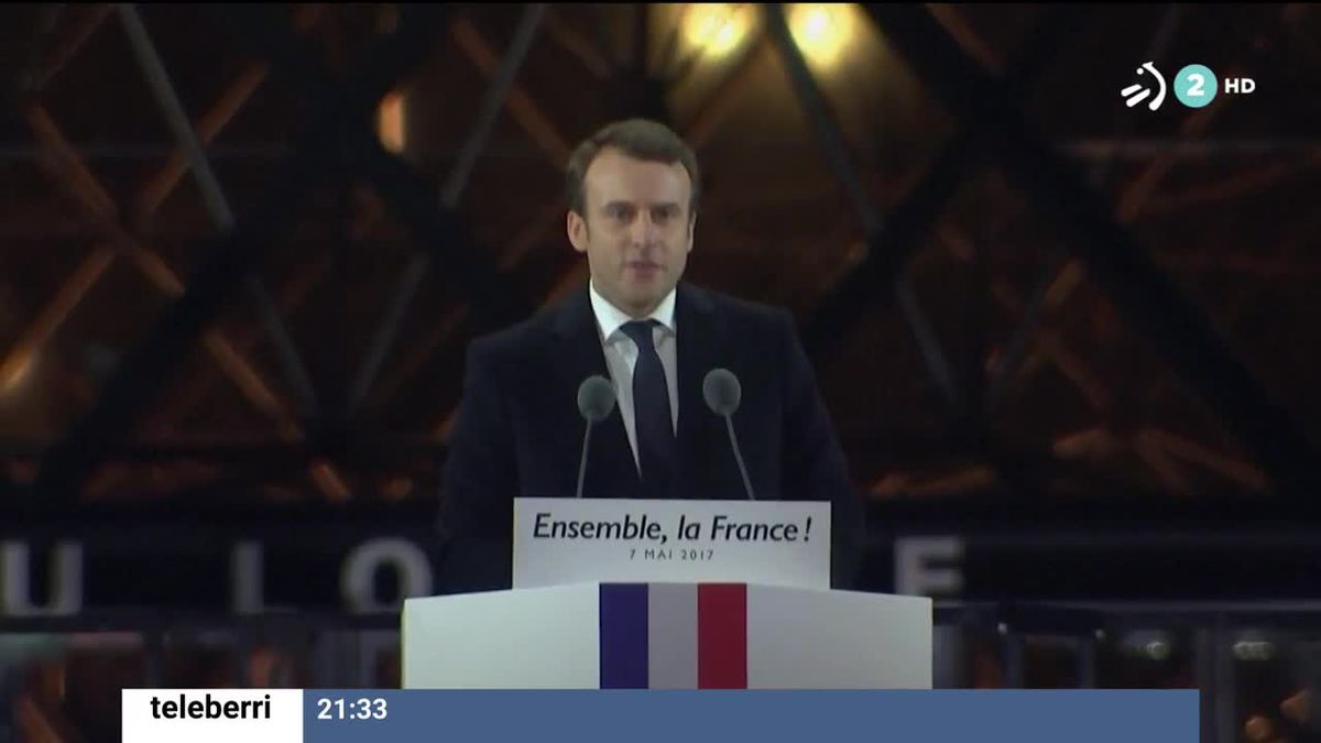Emmanuel Macron, presidente de Francia. Imagen obtenida de un vídeo de EITB Media.