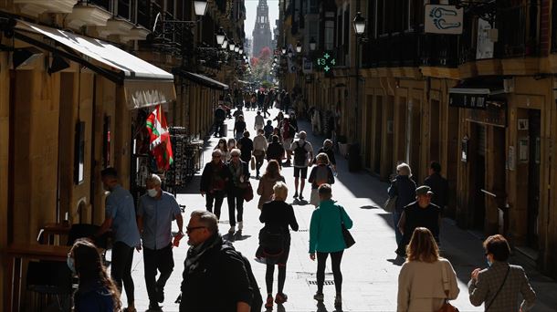 Vista de una calle de la Parte Vieja de San Sebastián