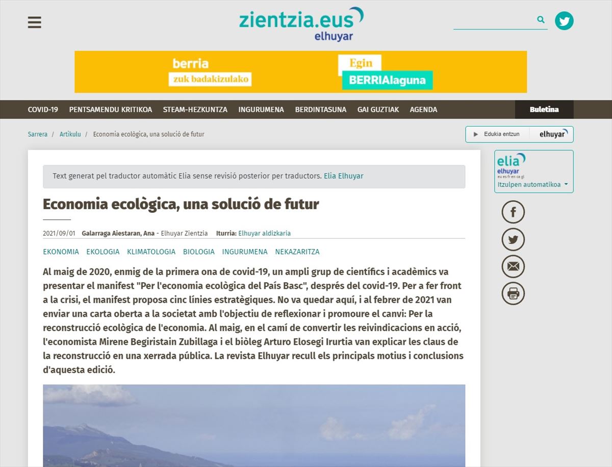 Un artículo de la página Zientzia.eus en catalán.