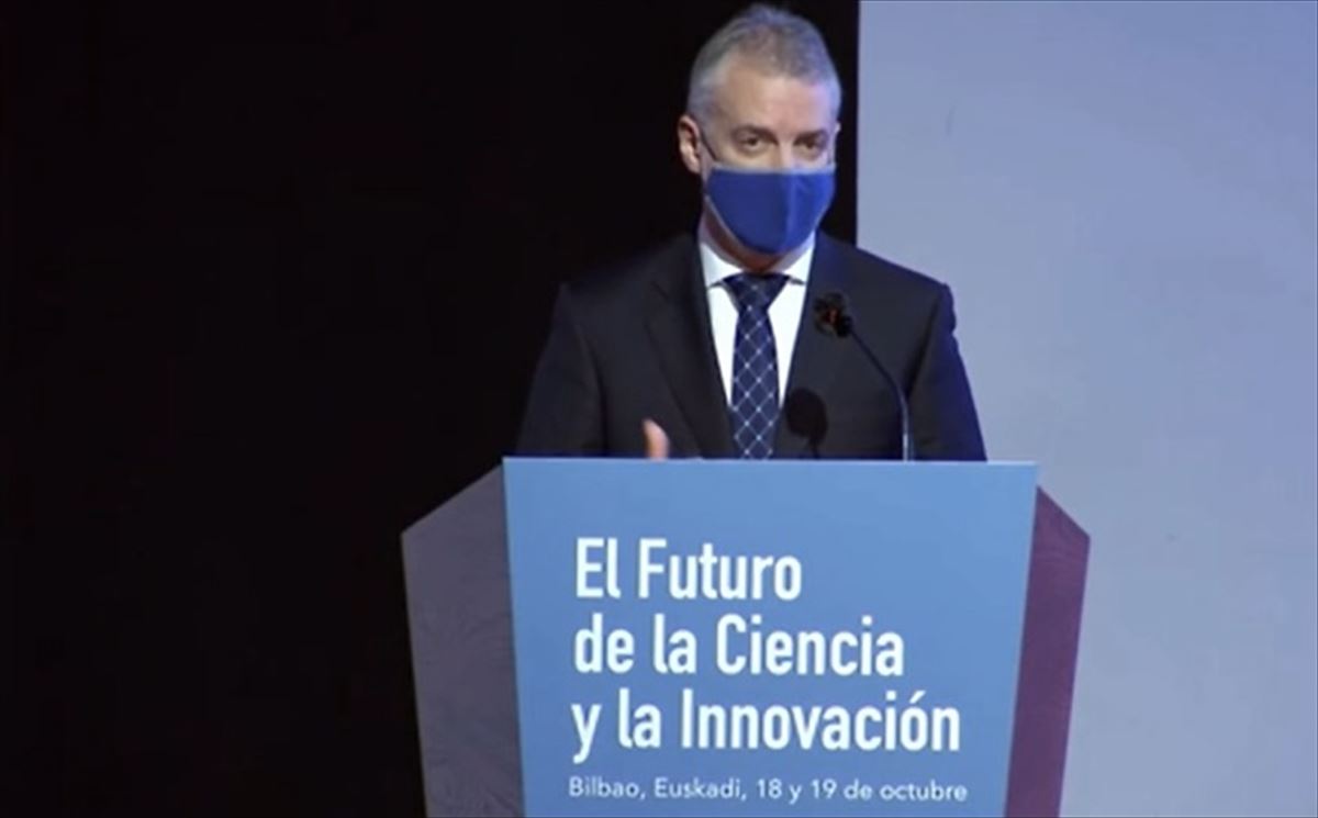 Urkullu durante su intervención en la jornada "El Futuro de la Ciencia y la Innovacion"