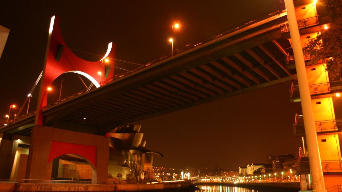 Inmediaciones del Puente de La Salve de noche.