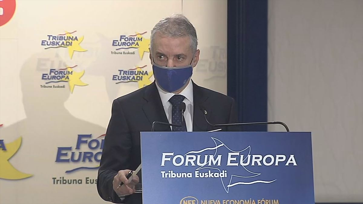 Iñigo Urkullu, durante su intervención en el Forum Europa. Foto: EFE