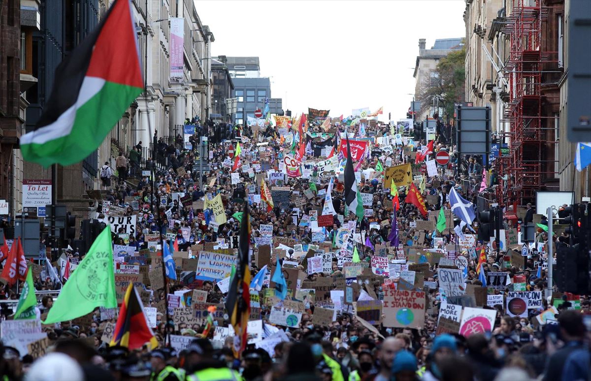 Manifestariak Glasgown (Eskozia). Argazkia: EFE