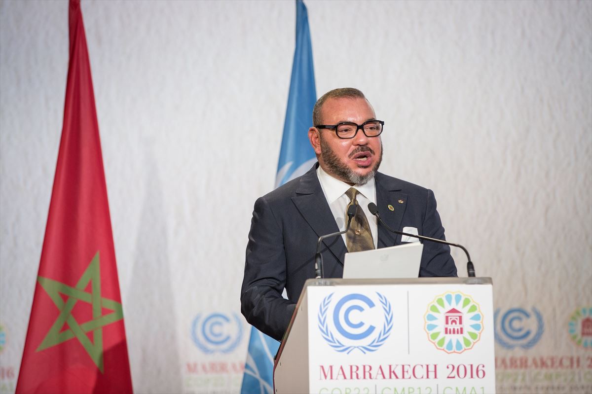 Marokoko Mohamed VI erregea 2016an NBEk bertan egin zuen COP22ko goi bileran.