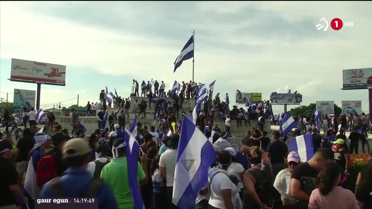Nikaraguan protestak. EITB Mediaren bideo batetik ateratako irudia.
