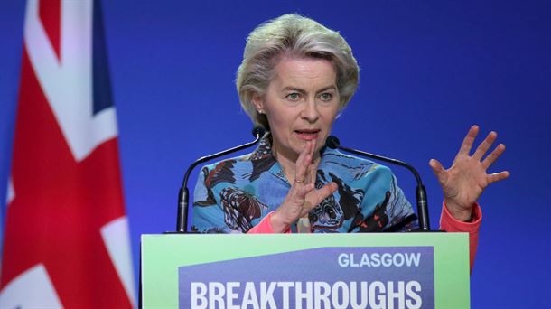 Von der Leyen, Glasgown egindako agerraldietako batean. 