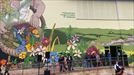 Numeroso público acudió a la inauguración oficial del nuevo mural participativo de Ribera Alta title=