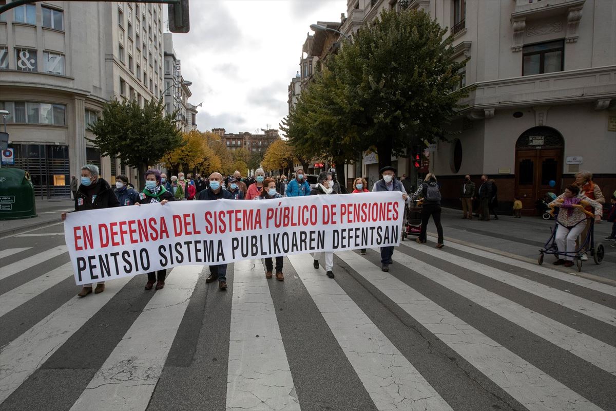 Manifestación de pensionistas en Pamplona. Foto de archivo: EFE