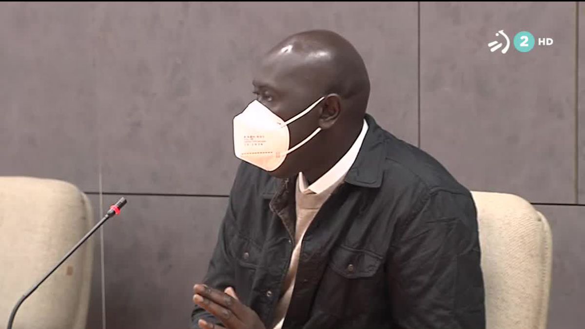 El presunto asesino de Maguette Mbeugou, durante la sesión de hoy. 