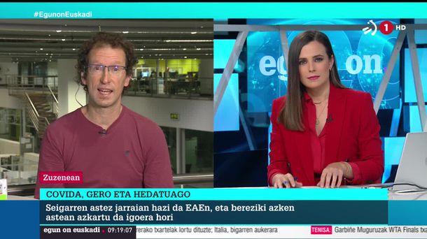 Ugo Mayor, investigador de Ikerbasque y profesor de la UPV/EHU en "Egun on Euskadi". EiTB Media.