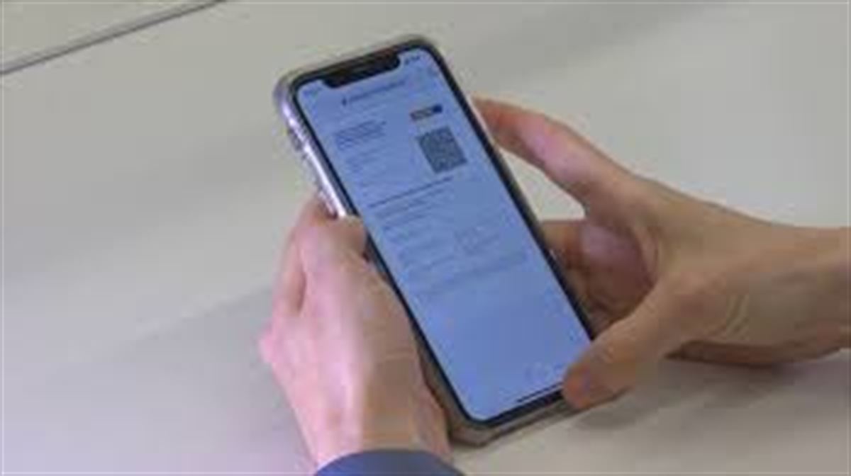 Pasaporte covid en el móvil. Captura de imagen de un vídeo de EITB Media