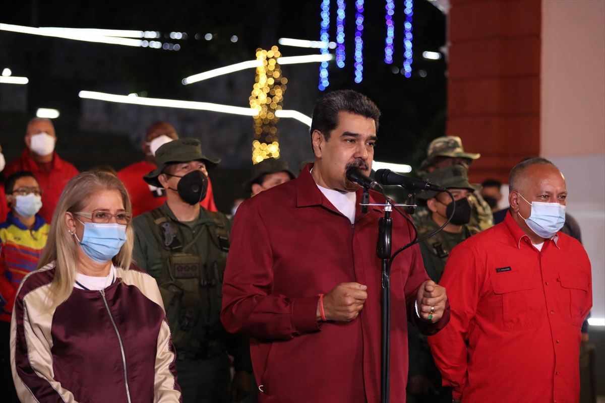 Nicolas Maduro Venezuelako presidentea emaitzak ezagutu ondoren egin duen agerraldian