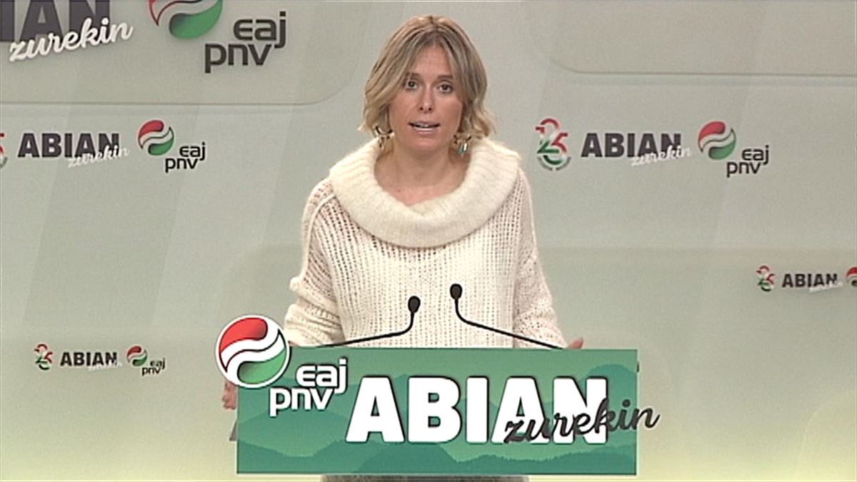 La secretaria del Euzkadi Buru Batzar (EBB), Mireia Zarate. Imagen: EiTB Media