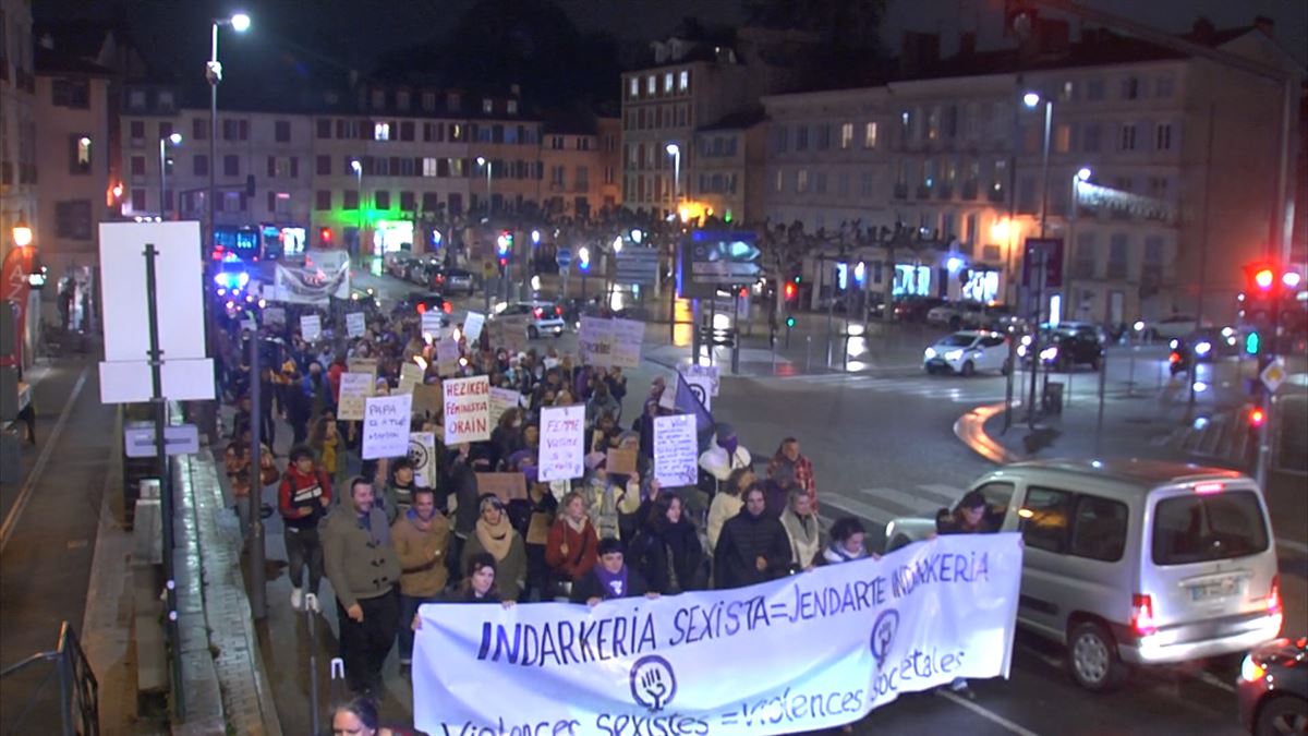 Manifestación en Baiona. Imagen: EITB Media
