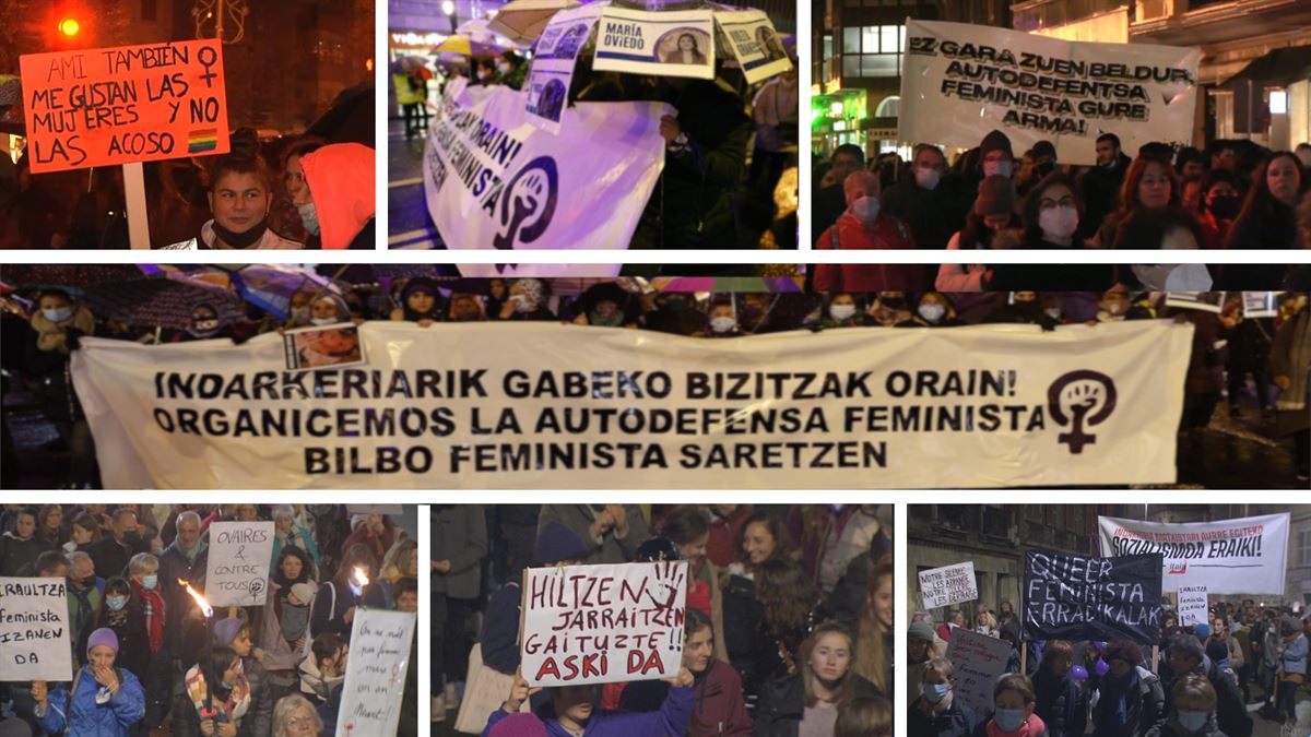 La manifestación del Movimiento Feminista en Bilbao. Foto: EFE
