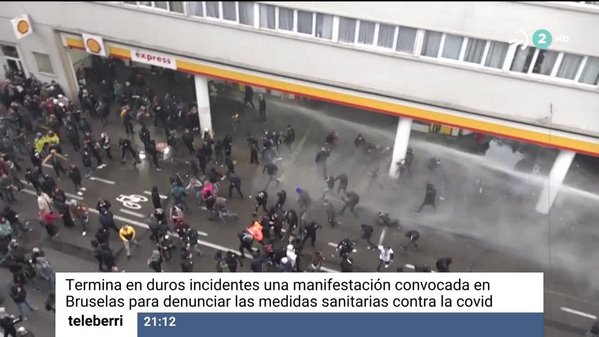 Protestas en Bruselas. Imagen obtenida de un vídeo de EITB Media.