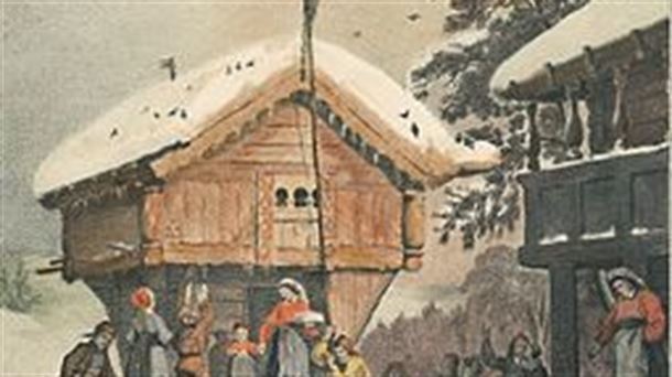 A Norwegian Christmas, 1846, Adolph Tidemand (Wikipedia).