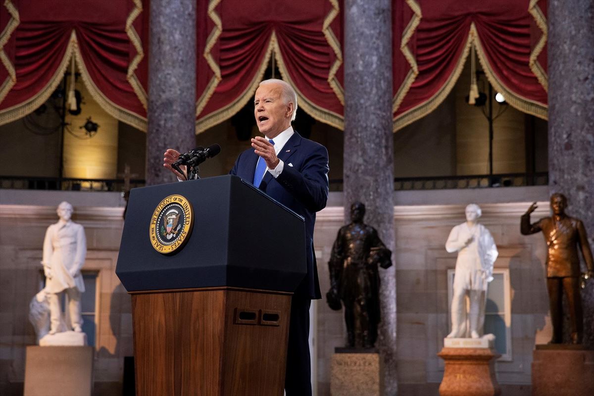 Joe Biden durante su discurso en el Capitolio. Foto: EFE