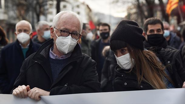 Azkarraga, en la manifestación de este sábado en Bilbao. Foto: Efe