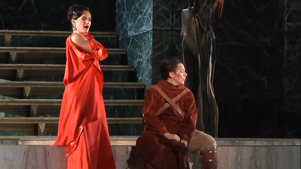 Ópera La Clemeza di Tito, en el Palacio Euskalduna. Imagen obtenida de un vídeo de EITB Media.