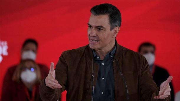 Pedro Sanchez Espainiako presidentea PSOEren ekitaldi politiko batean, Gijonen. Argazkia: EFE