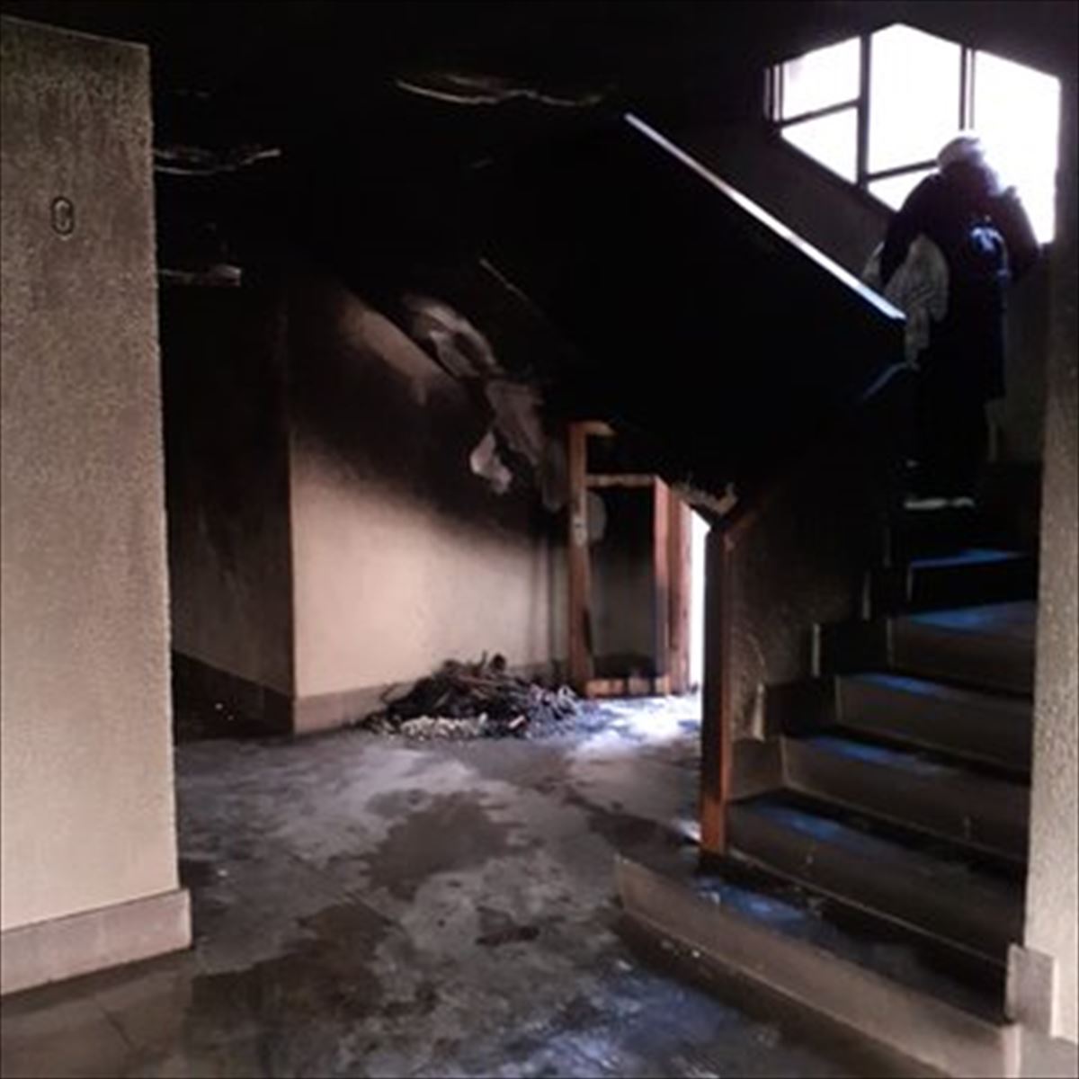 Incendio en un edificio de Tudela. Foto: Bomberos de Navarra