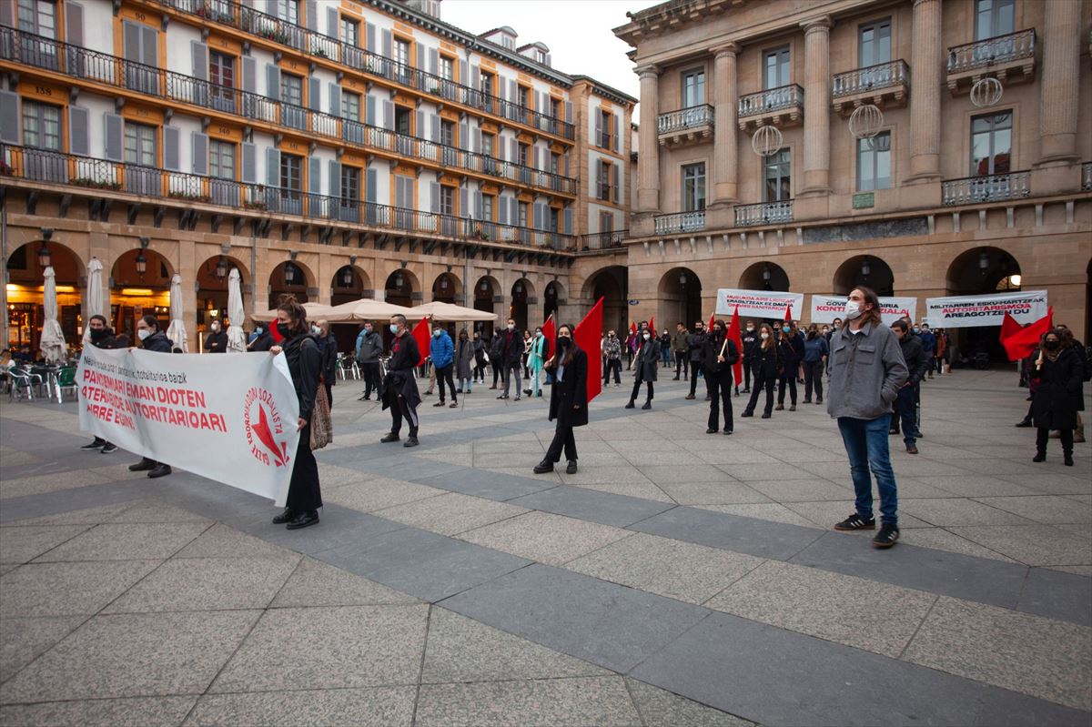 Protesta de GKS, el pasado año, en San Sebastián. Foto: @GKSozialista