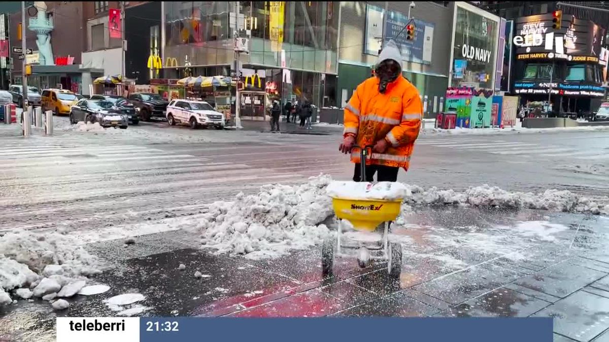 Nieve en Nueva York. Imagen obtenida de un vídeo de EITB Media.