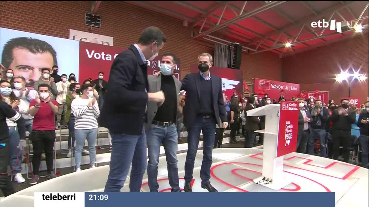 Acto de campaña del PSOE en Castilla y León. Imagen obtenida de un vídeo de EITB Media.