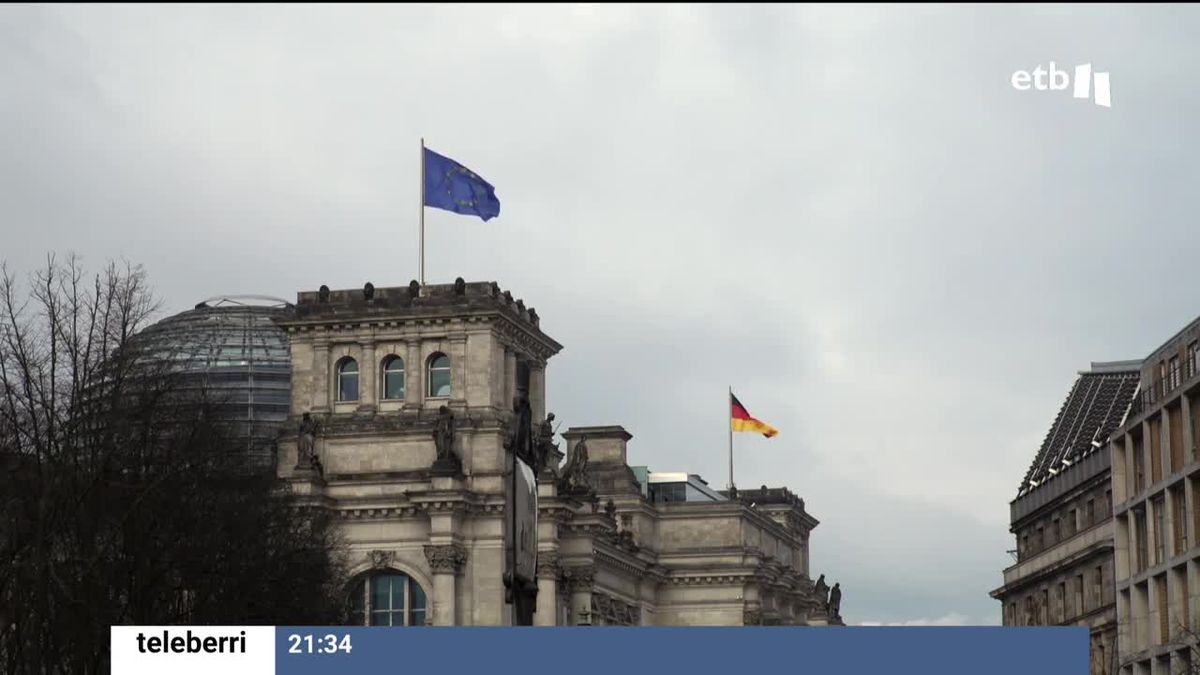 Banderas de Alemania y Europa. Imagen obtenida de un vídeo de EITB Media.