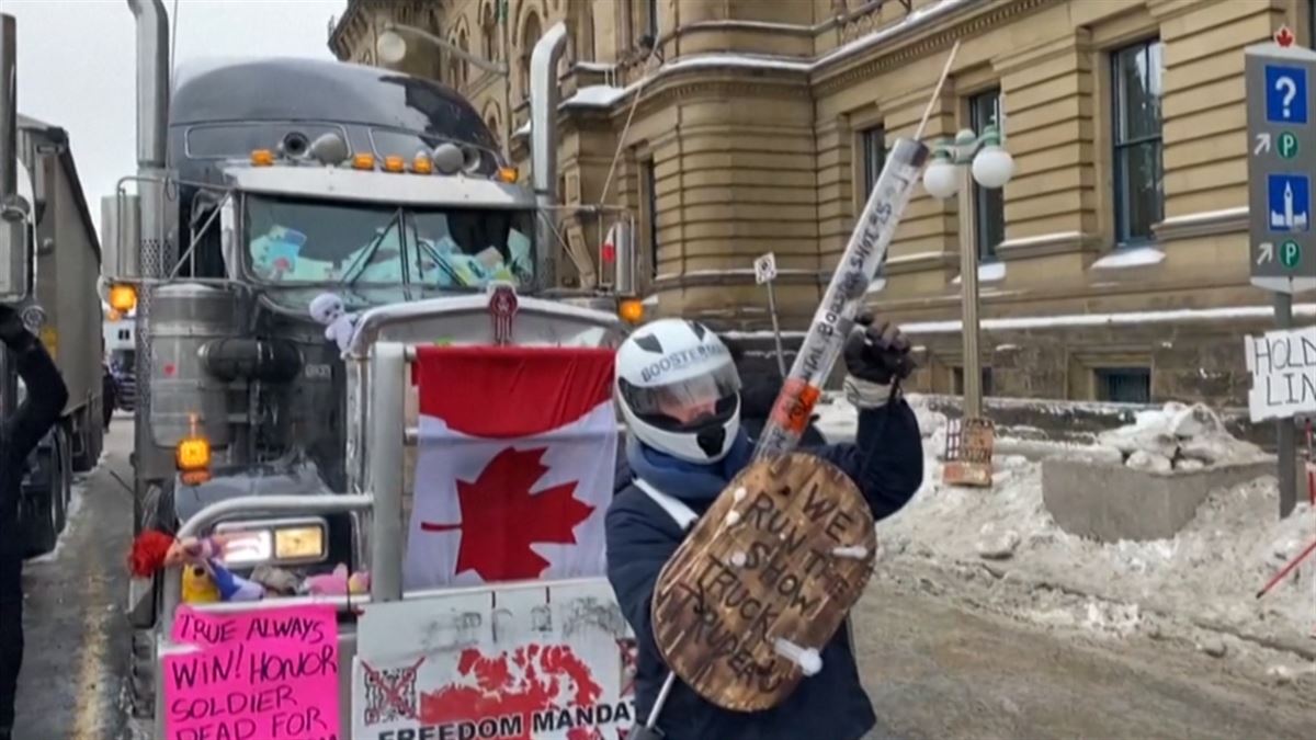 Protesta en Ottawa. Imagen obtenida de un vídeo de Agencias.